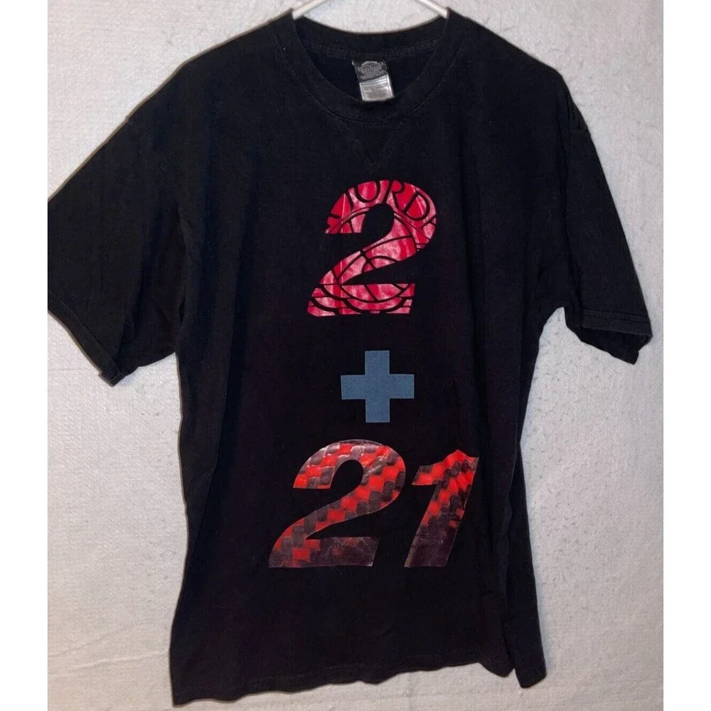 Men's Vintage Air Jordan 2+21 The Countdown T-Shirt Sz L Black 100% Cotton Tee